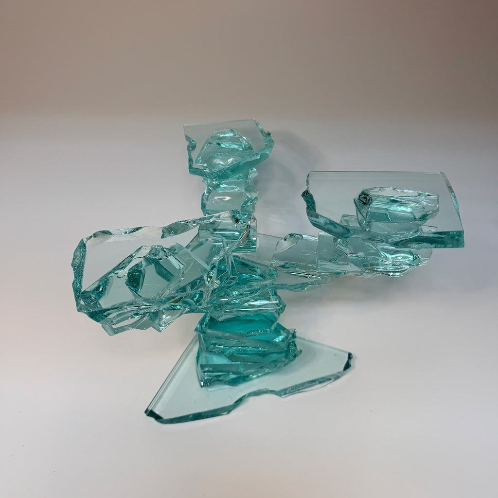 TALL FUSED GLASS 3 TEIR CANDLE STAND FM3T