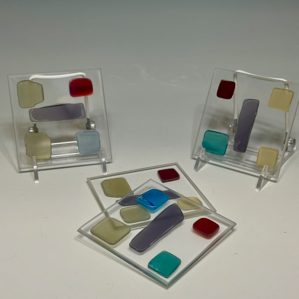 FUSED GLASS COASTERS - SET OF 4