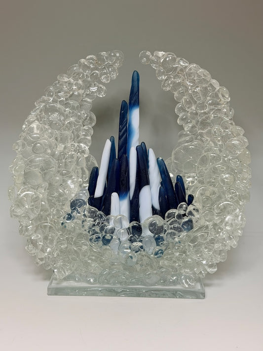 "ETHEREAL HEARTH" FUSED GALSS ART SCULPTURE