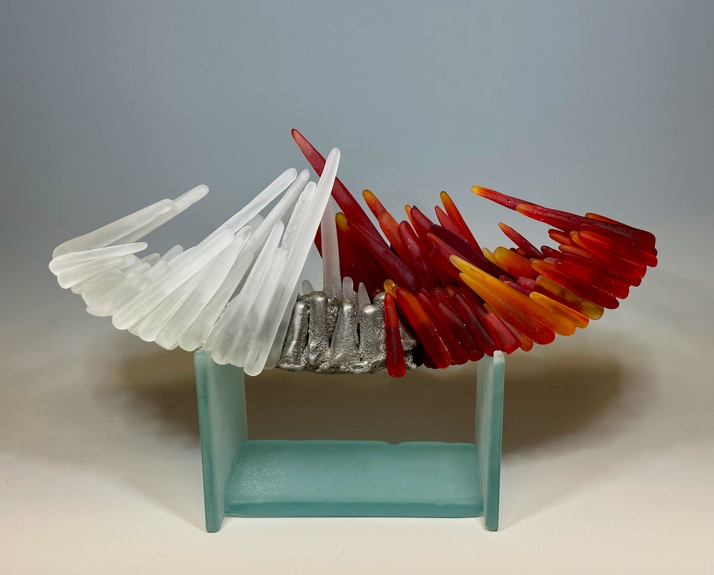 "FIRE AND ICE" GLASS SCULPTURE