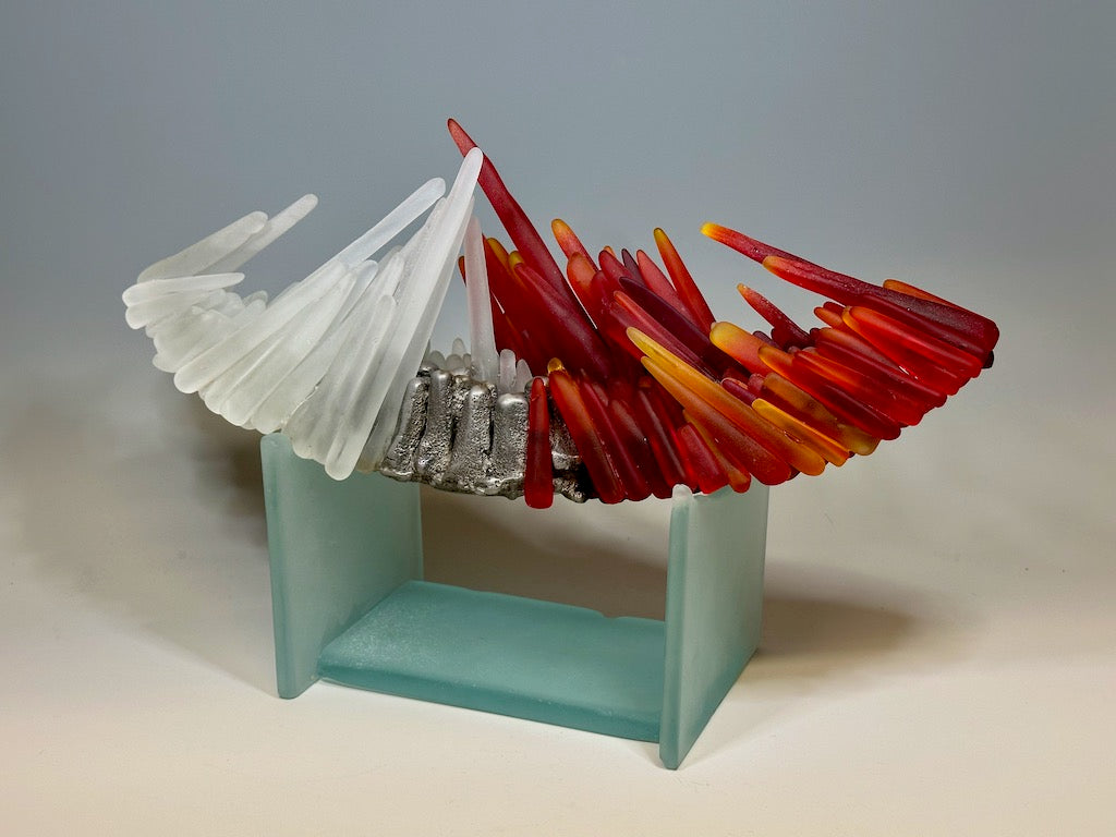 "FIRE AND ICE" GLASS SCULPTURE