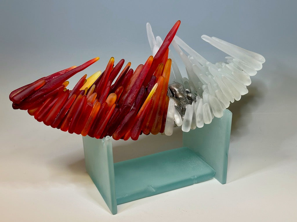 "FIRE AND ICE" GLASS SCULPTURE