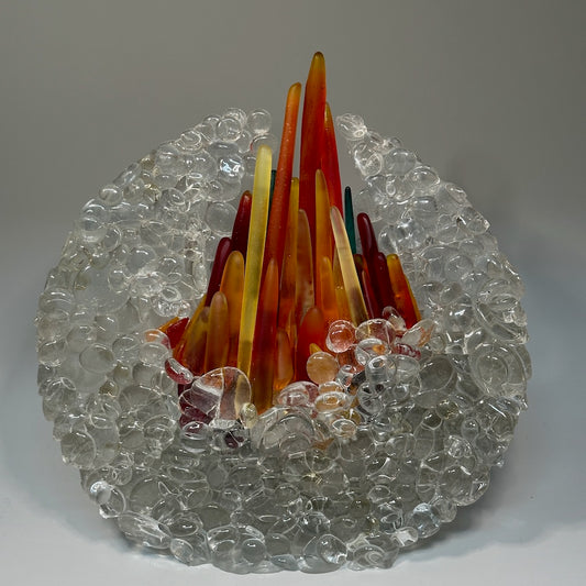 "FIRE SOUL" FUSED GLASS ART SCULPTURE