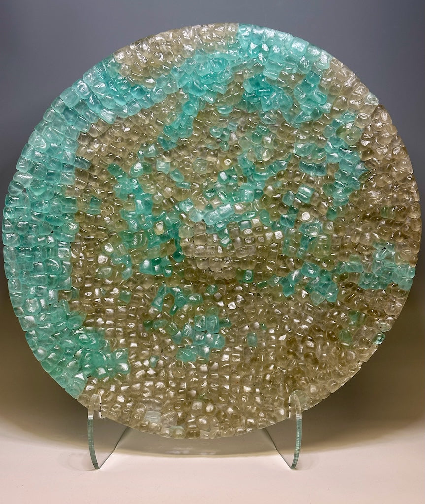 GREEK ISLAND FUSED GLASS BOWL SCULPTURE