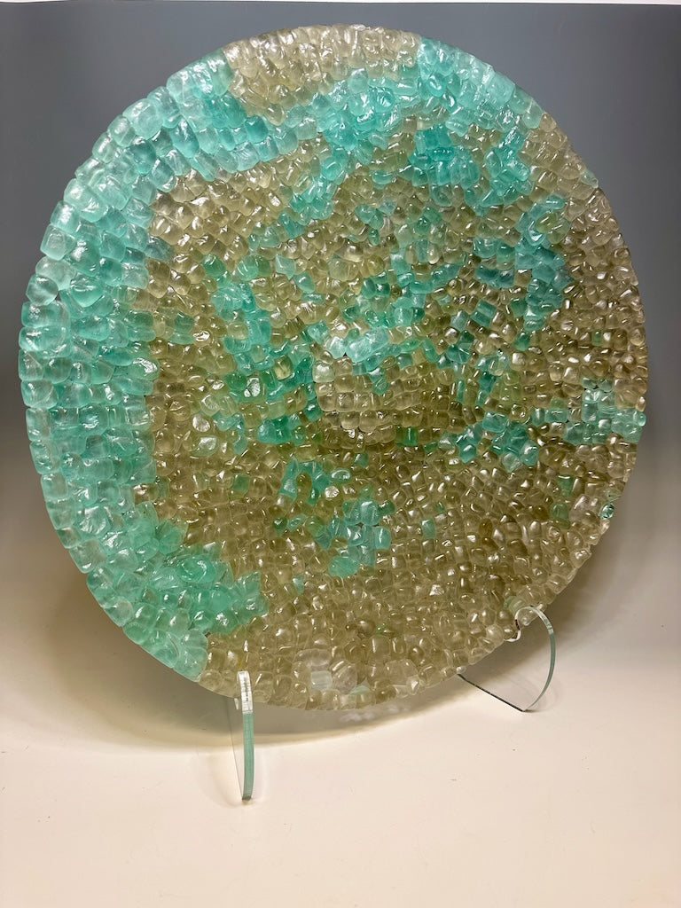 GREEK ISLAND FUSED GLASS BOWL SCULPTURE