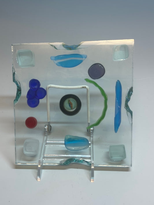 FUSED GLASS MULTI COLOR TRAY Fused Glass Art Plate FMT1