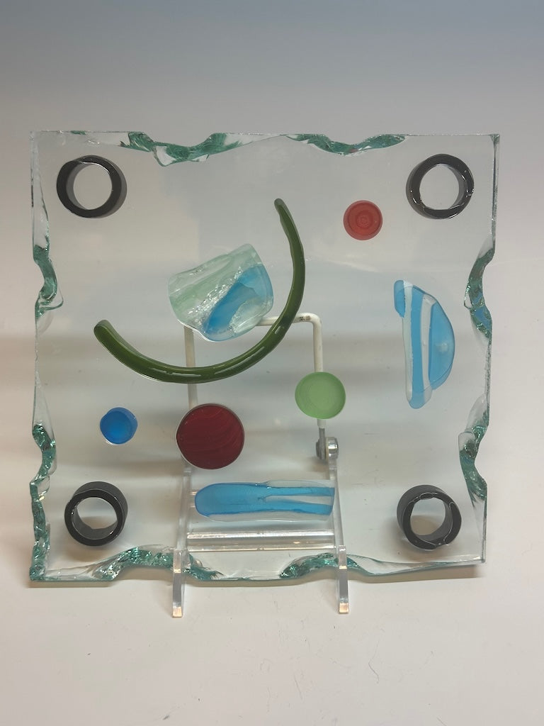 FUSED GLASS MULTI COLOR TRAY Fused Glass Art Plate FMT4