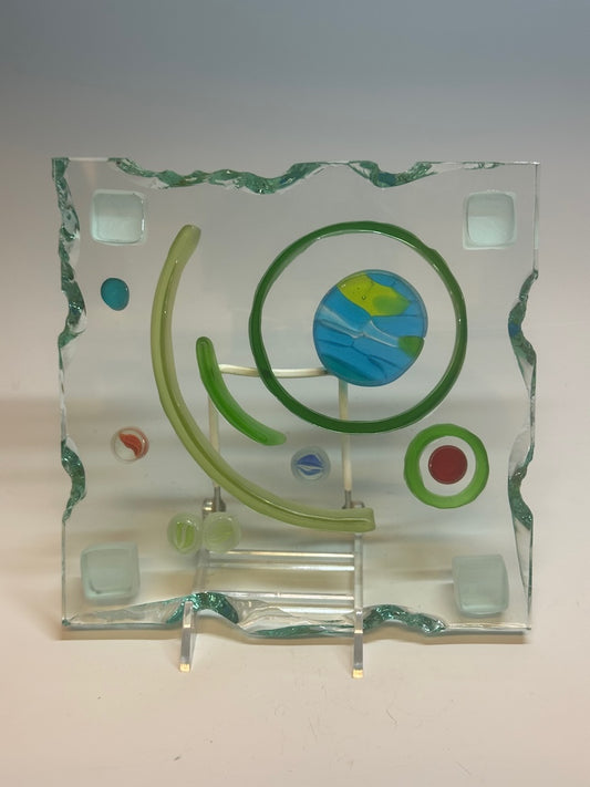 FUSED GLASS MULTI COLOR TRAY Fused Glass Art Plate FMT5