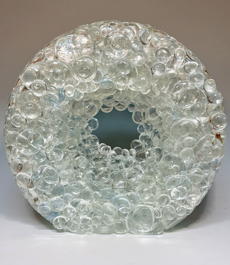 "TUNNEL OF WHITE LIGHT" FUSED GLASS ART SCULPTURE