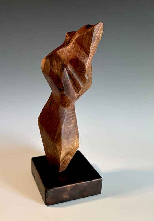 "FACETS OF NATURE II" BLACK WALNUT & WAX WOOD SCULPTURE