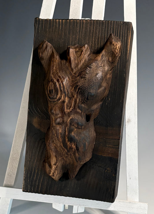 "FADING LIGHT V" RED OAK, SHOU SUGI BAN & WAX WOOD WALL HANGING