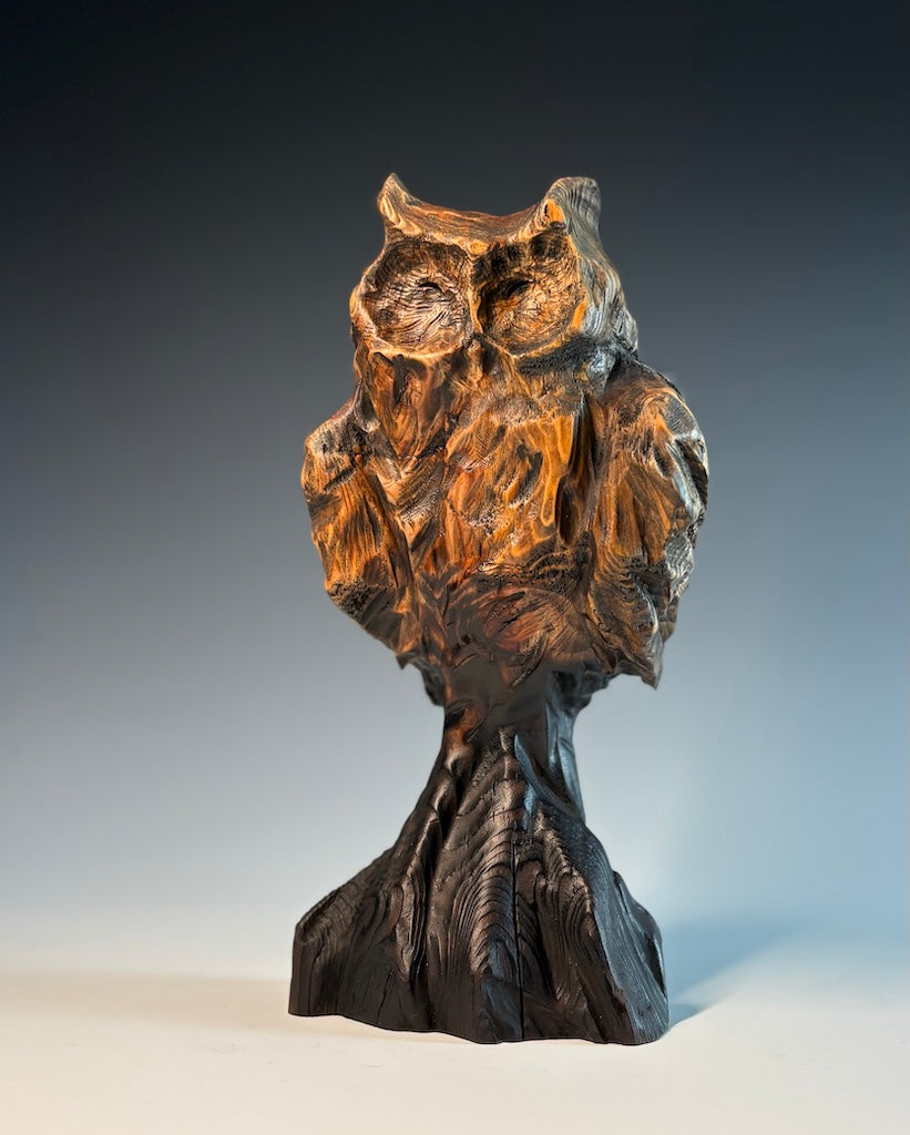 "FIRST CRUSH-XII" HAND CARVED HEMLOCK SCULPTURE