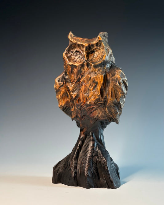 "FIRST CRUSH-XII" HAND CARVED HEMLOCK SCULPTURE