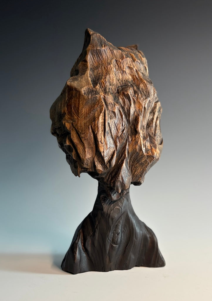"FIRST CRUSH-XII" HAND CARVED HEMLOCK SCULPTURE
