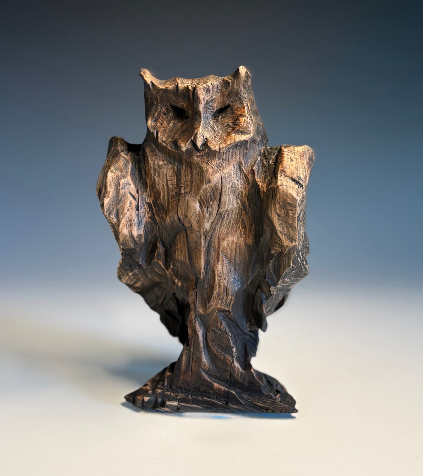 "FIRST CRUSH XV" HEMLOCK, SHELLAC & ACRYLICS WOOD SCULPTURE