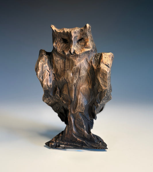 "FIRST CRUSH XV" HEMLOCK, SHELLAC & ACRYLICS WOOD SCULPTURE