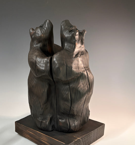 "FIRST DANCE" HAND CARVED WHITE PINE SCULPTURE