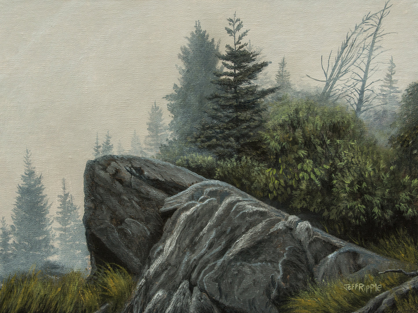 "FOGGED IN WATER KNOB"  Original Framed Oil Painting