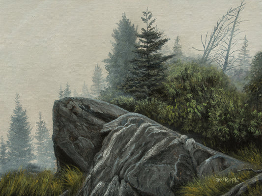 "FOGGED IN WATER KNOB"  Original Framed Oil Painting