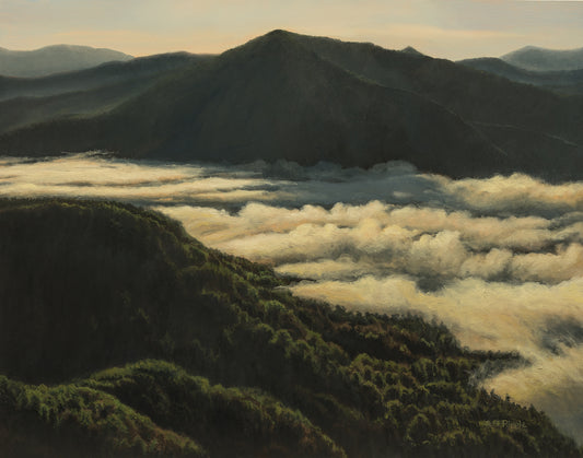 "FOG IN THE VALLEY NEAR WEISNER BALD" Original Framed Oil Painting