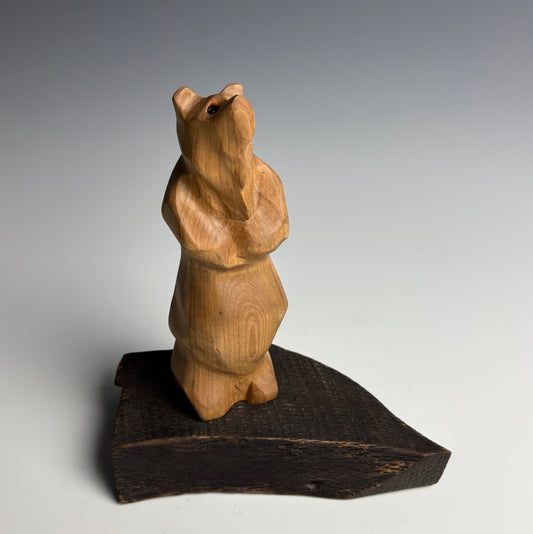 "FOLLOW YOUR HEART-II" HAND CARVED WILD CHERRY SCULPTURE