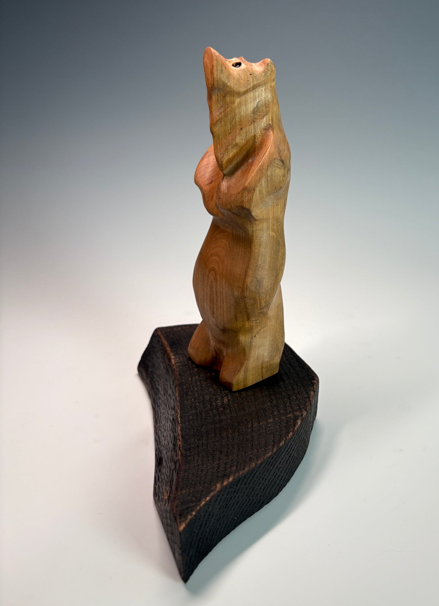 "FOLLOW YOUR HEART-II" HAND CARVED WILD CHERRY SCULPTURE