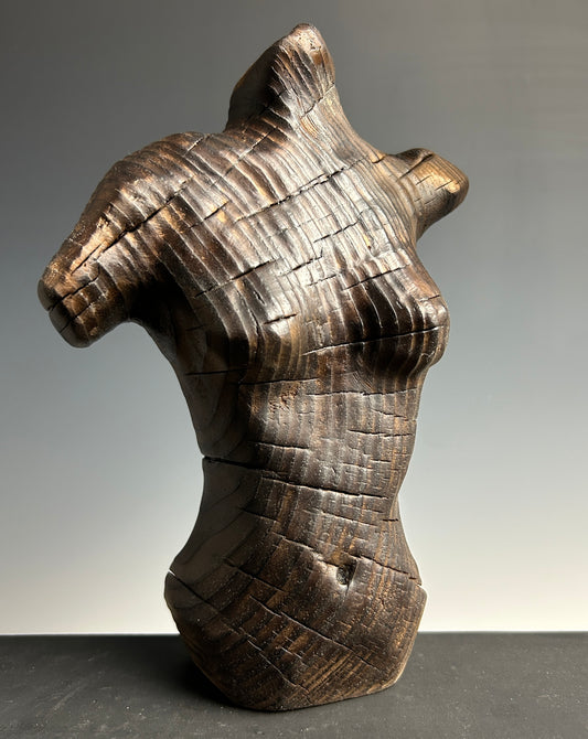 "FRACTURED ELEGANCE" WHITE PINE WOOD SCULPTURE