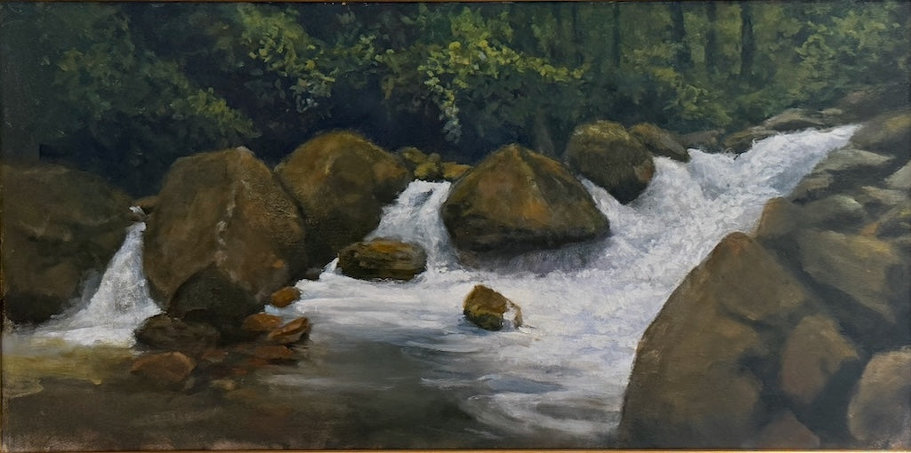 "SLIP FALLS" ORIGINAL OIL PAINTING ON CANVAS/FRAMED