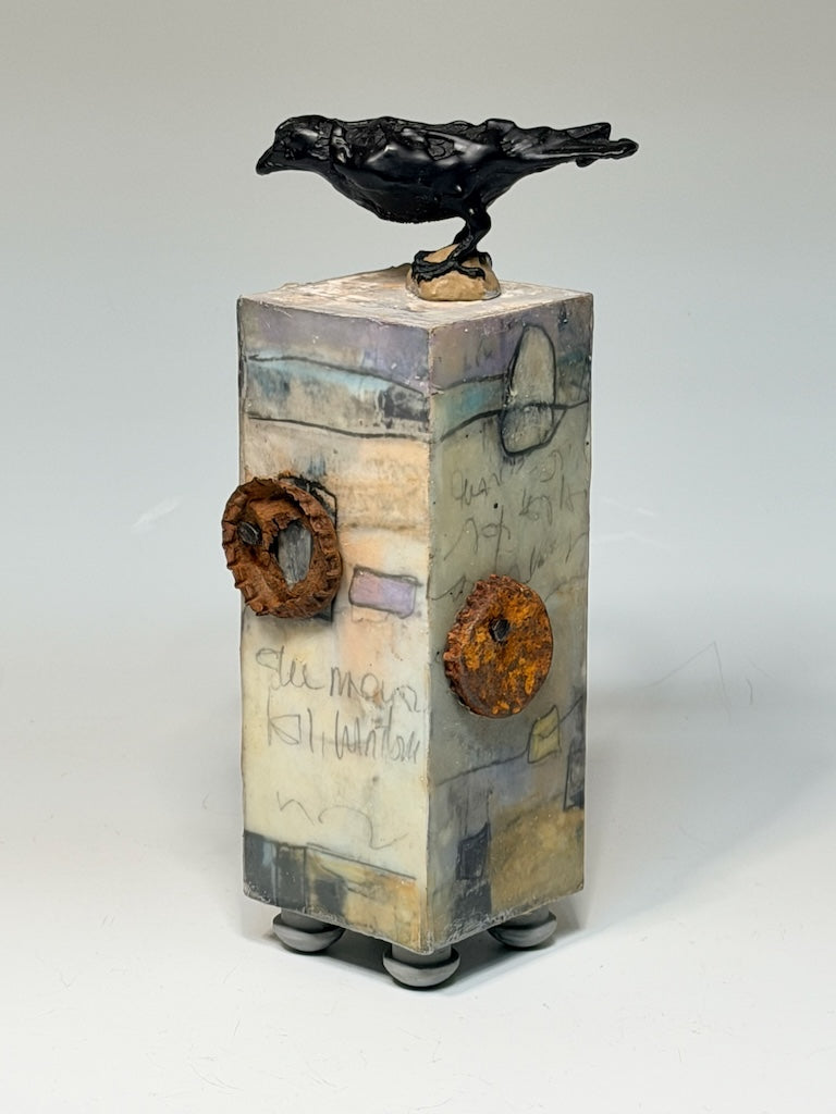 "ANCIENT WORDS" MIXED MEDIA WITH ENCAUSTIC SCULPTURE