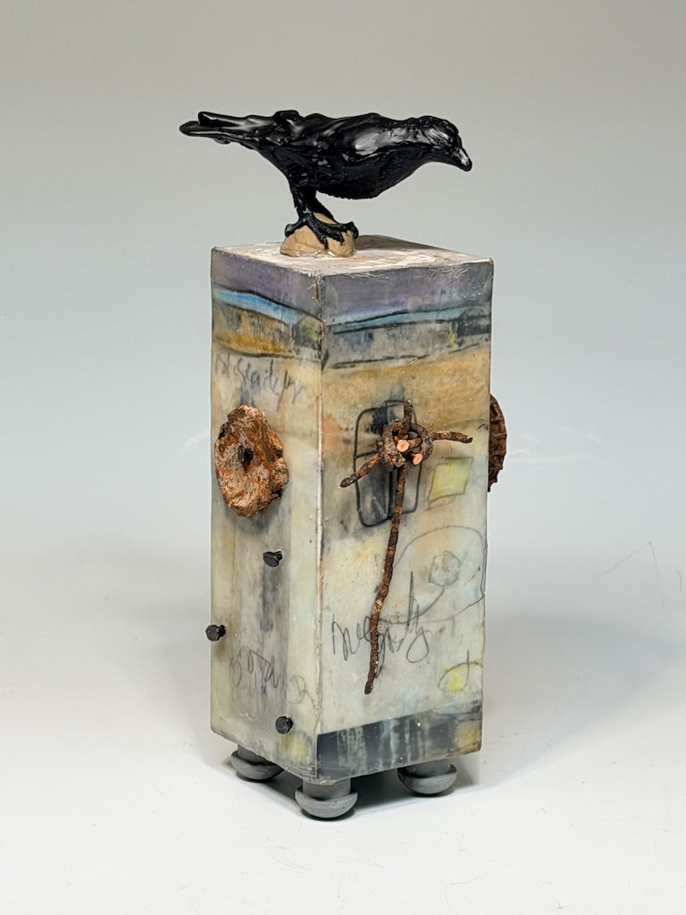 "ANCIENT WORDS" MIXED MEDIA WITH ENCAUSTIC SCULPTURE