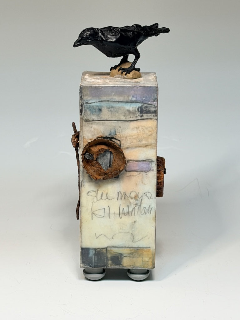"ANCIENT WORDS" MIXED MEDIA WITH ENCAUSTIC SCULPTURE