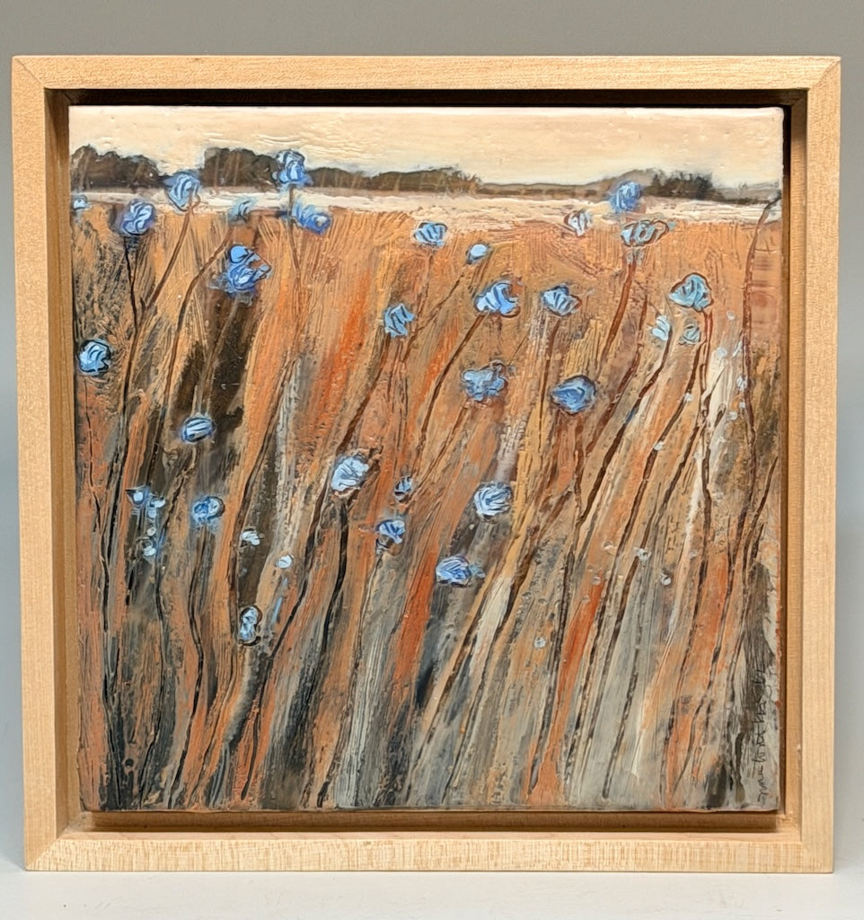 "CORNFLOWERS" ORIGINAL ENCAUSTIC/FRAMED