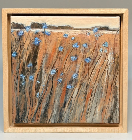 "CORNFLOWERS" ORIGINAL ENCAUSTIC/FRAMED
