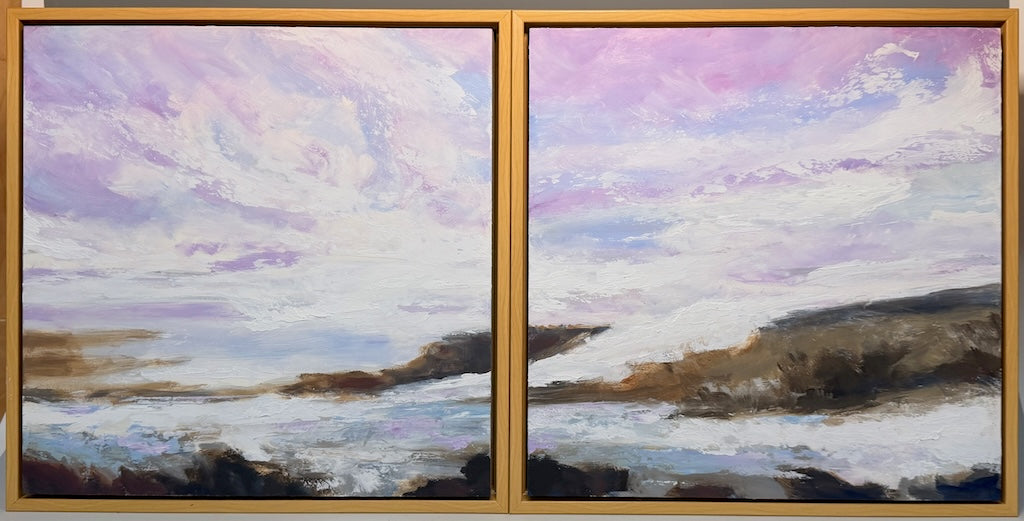 "EARTH AND SKY" DIPTYCH ORIGINAL ENCAUSTIC/FRAMED