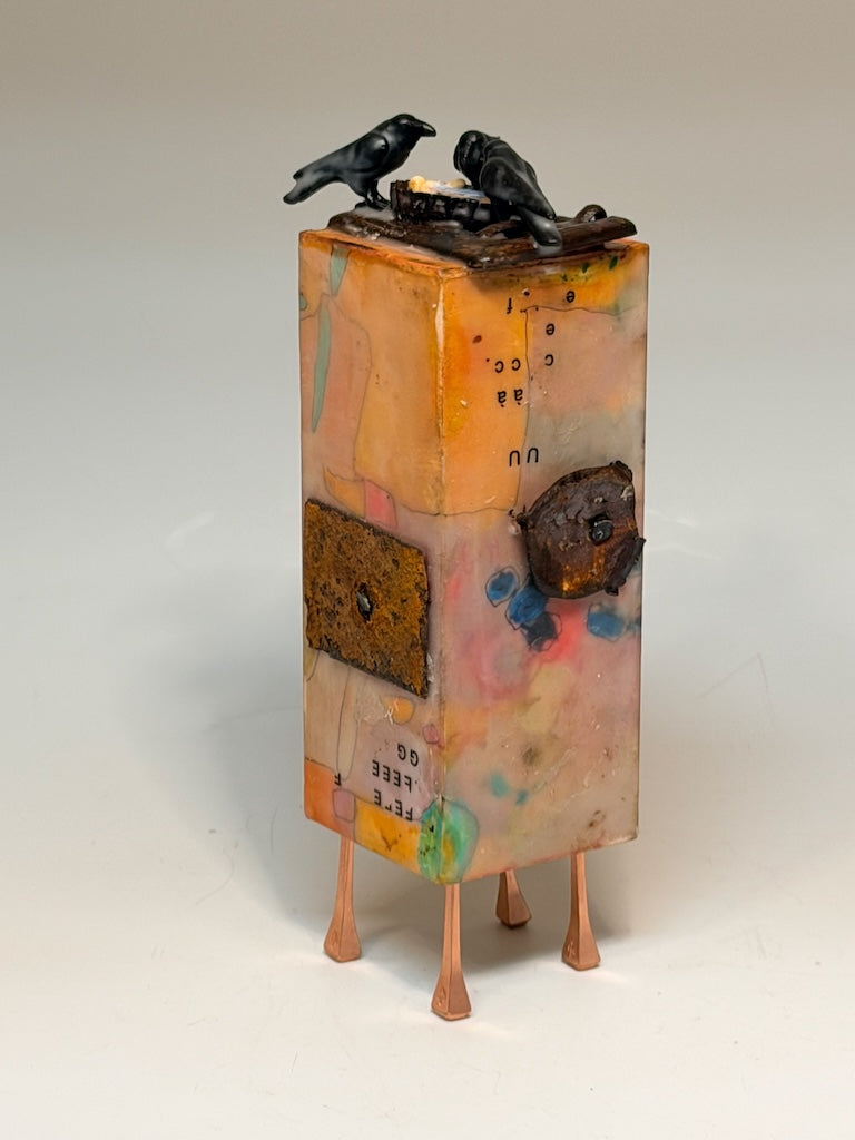"FROM THE WELL" MIXED MEDIA WITH ENCAUSTIC SCULPTURE