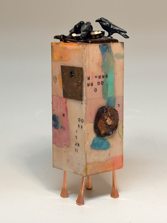 "FROM THE WELL" MIXED MEDIA WITH ENCAUSTIC SCULPTURE