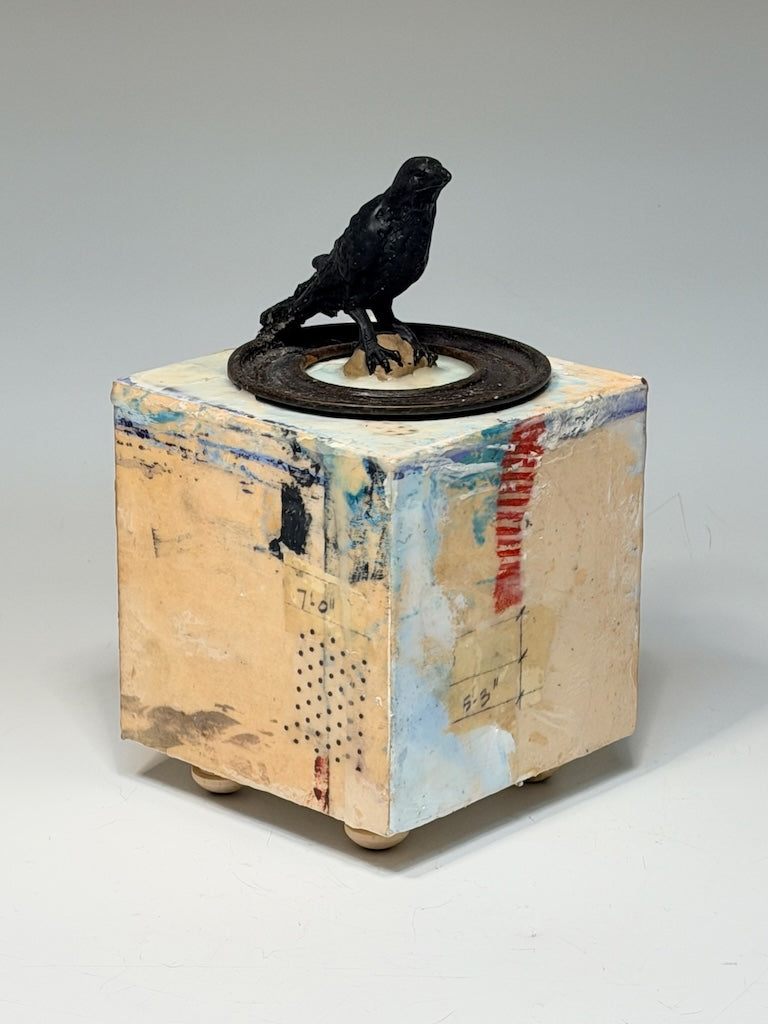 "GROUNDED" MIXED MEDIA WITH ENCAUSTIC SCULPTURE