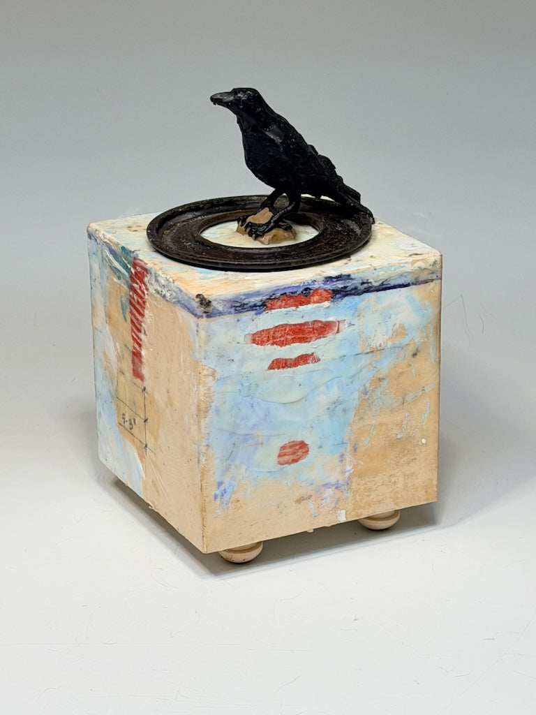 "GROUNDED" MIXED MEDIA WITH ENCAUSTIC SCULPTURE