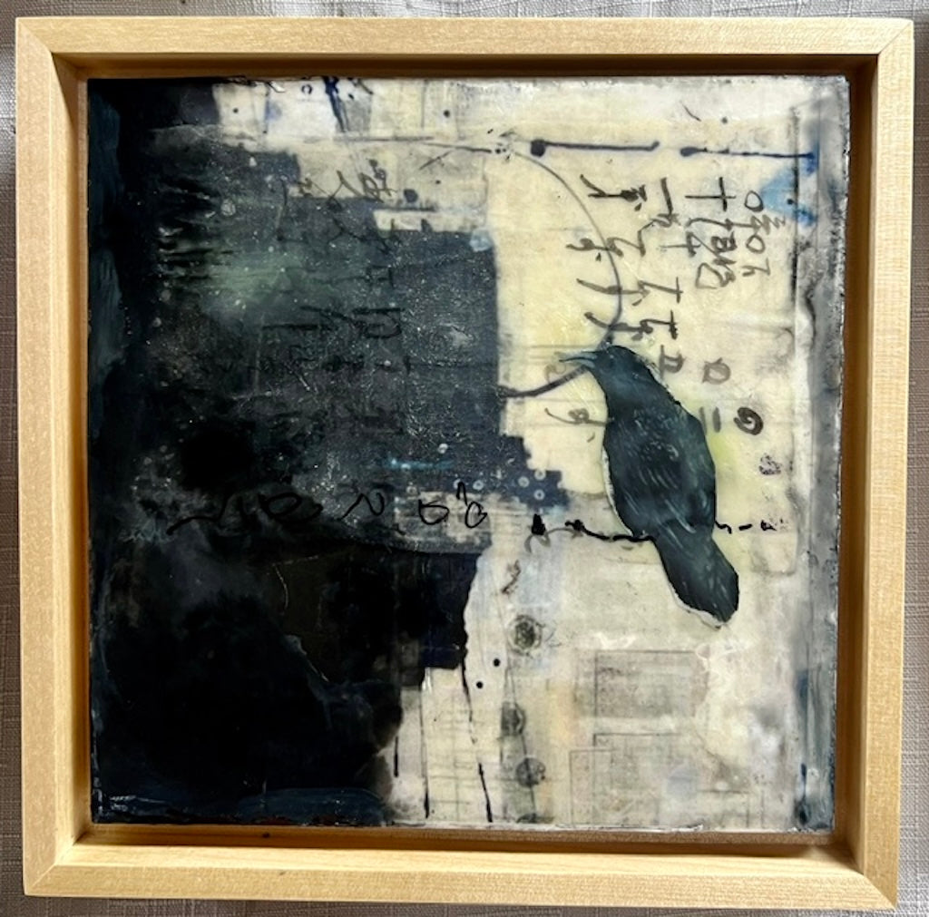 "HELLO DARKNESS" ORIGINAL ENCAUSTIC PAINTING/FRAMED