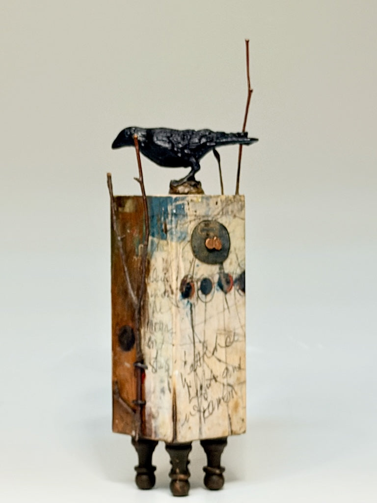 "MANY MOONS" MIXED MEDIA WITH ENCAUSTIC SCULPTURE