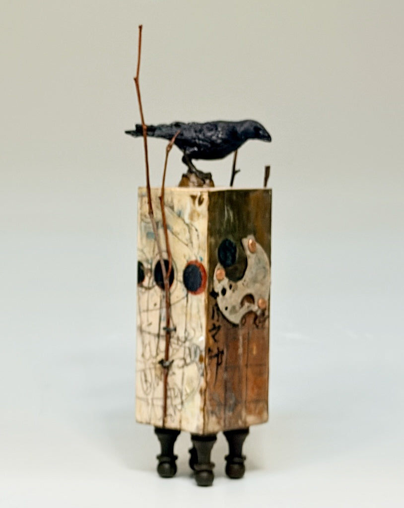 "MANY MOONS" MIXED MEDIA WITH ENCAUSTIC SCULPTURE