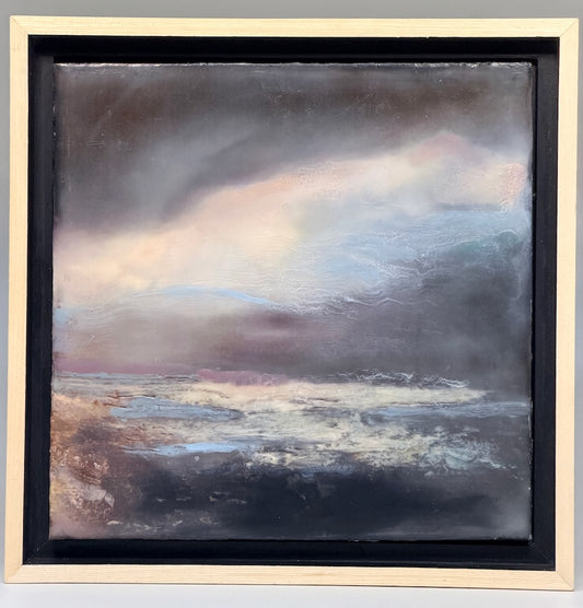 "MOON FOG" ORIGINAL ENCAUSTIC/FRAMED