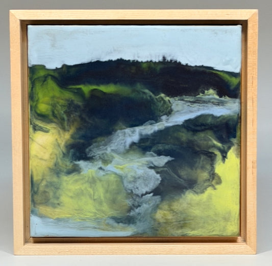 "ON THE RIVER" ORIGINAL ENCAUSTIC/FRAMED