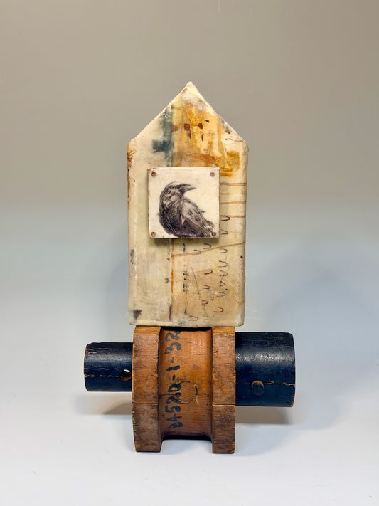 "ON WATCH" MIXED MEDIA WITH ENCAUSTIC SCULPTURE