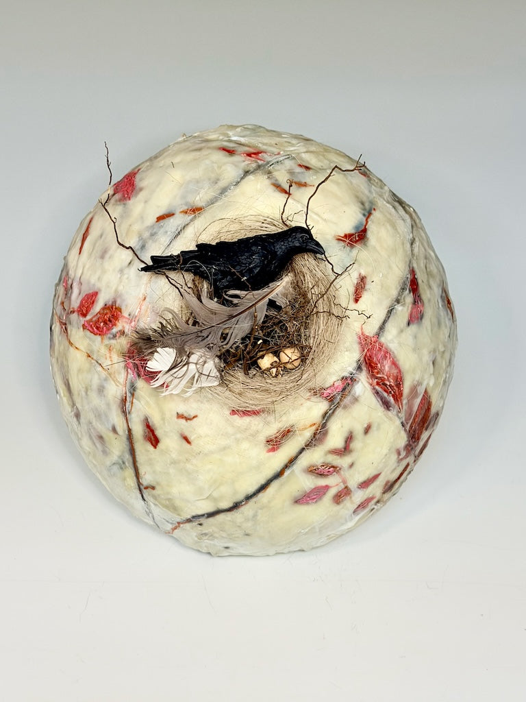 "RAVENS CACHE" MIXED MEDIA WITH ENCAUSTIC WALL SCULPTURE