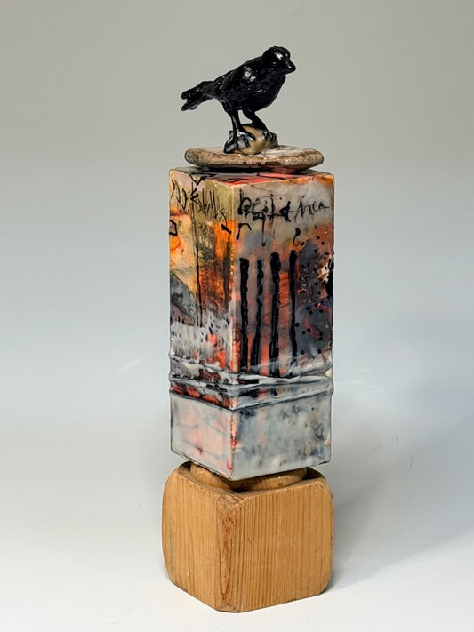 "SACRED STONE" MIXED MEDIA WITH ENCAUSTIC SCULPTURE