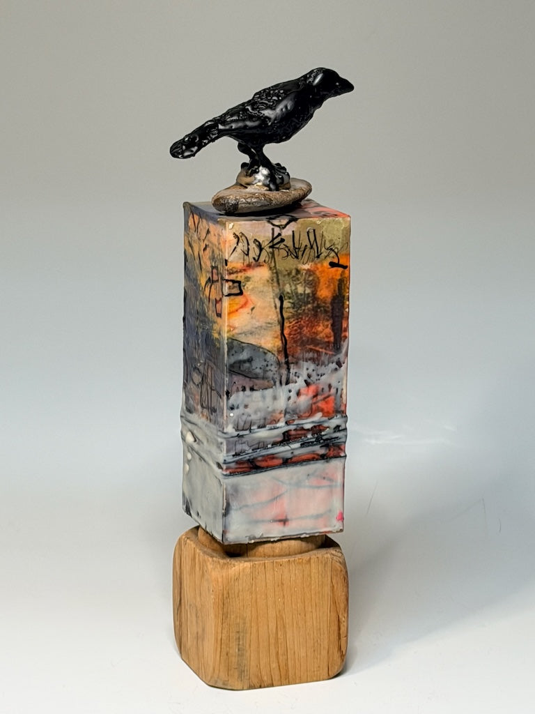 "SACRED STONE" MIXED MEDIA WITH ENCAUSTIC SCULPTURE