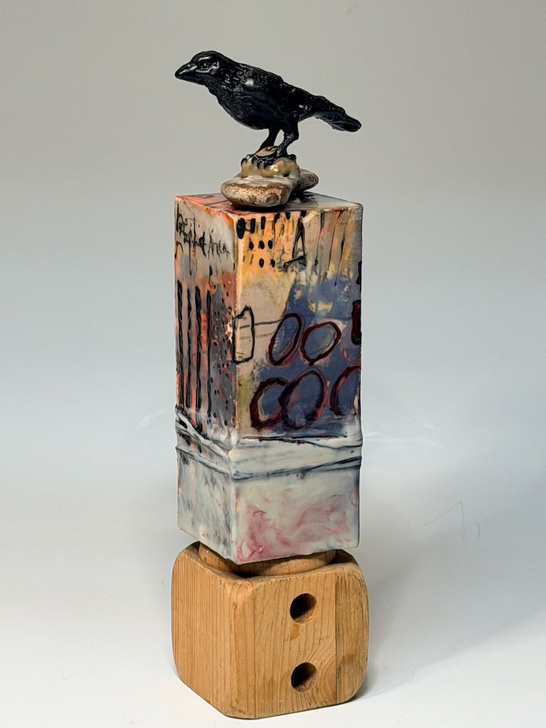 "SACRED STONE" MIXED MEDIA WITH ENCAUSTIC SCULPTURE