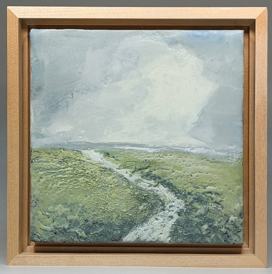 "SPRING FIELDS" ORIGINAL ENCAUSTIC/FRAMED