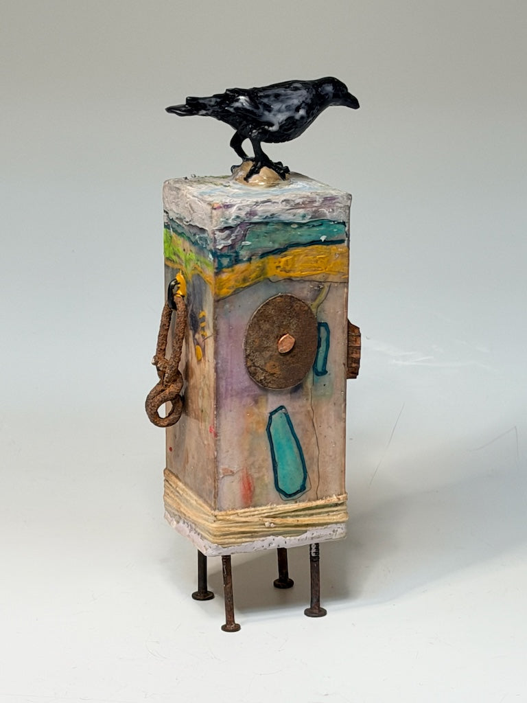 "TARNISHED" MIXED MEDIA WITH ENCAUSTIC SCULPTURE